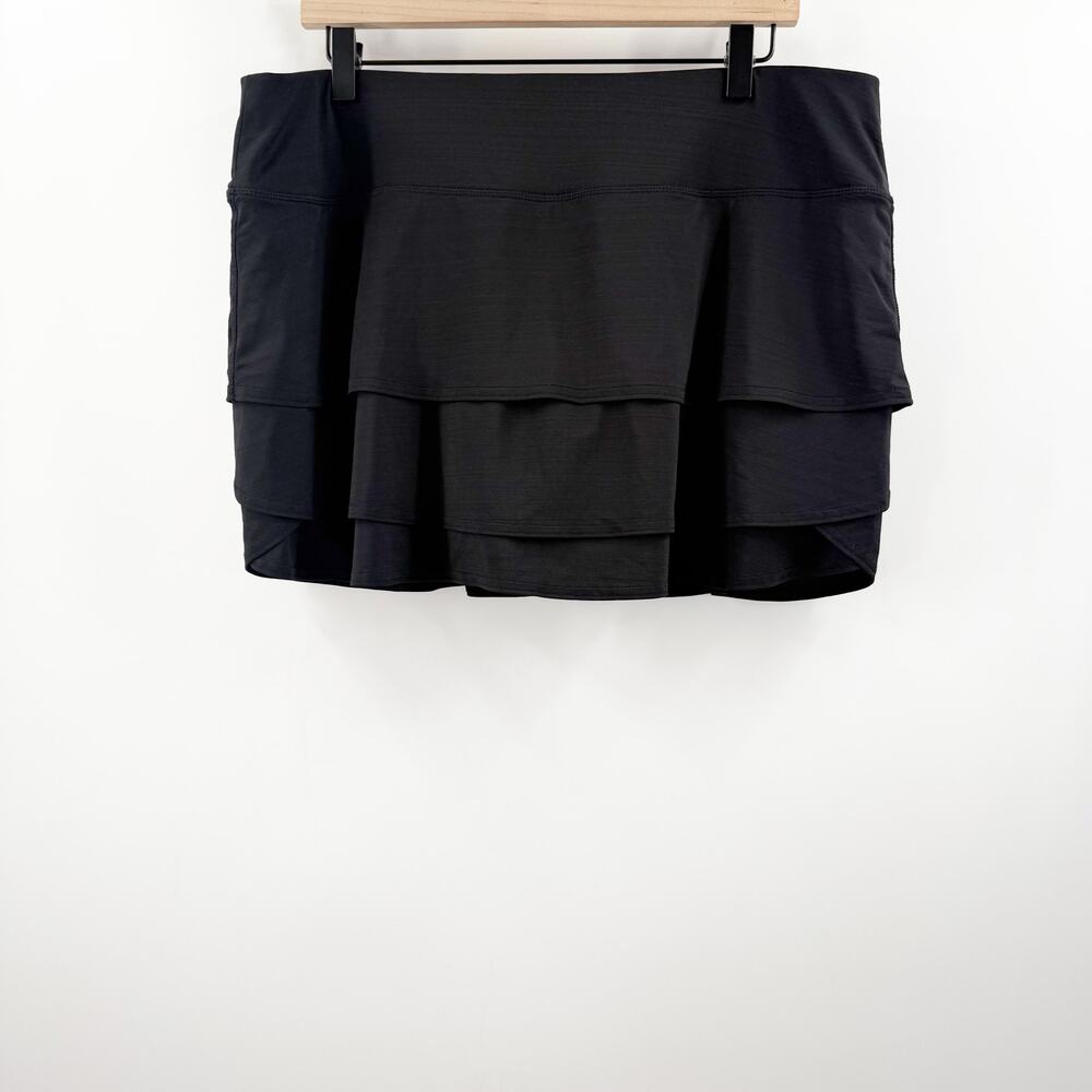 Athleta Skirt Skort Size XL Black Tiered Ruffle Layer Tiered Run Athletic Tennis